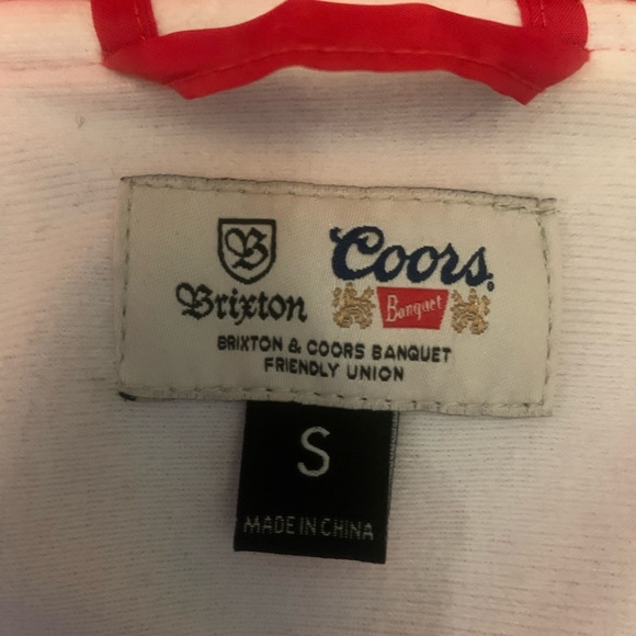 Brixton x Coors Banquet Beer Men's Bomber Varsity Track Jacket Red Small - Picture 6 of 10